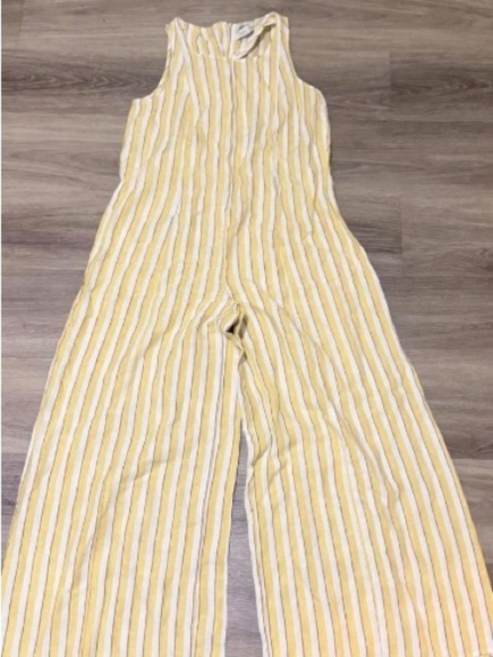 Rachel Zoe Yellow and White Striped Sleeveless Jumpsuit